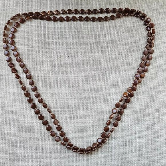 Women Necklace Brown Plastic Beads Long Necklace Fashion Jewelry Unbranded - Picture 3 of 11